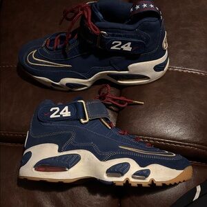 Nike MLB Blue and White Athletic Shoes with Red Laces